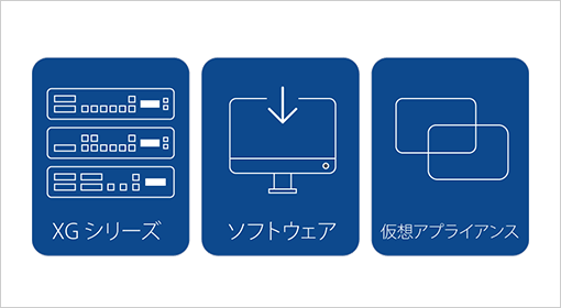 図版:導入対象の「XGシリーズ」「ソフトウェア」「仮想アプライアンス」