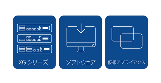 図版:導入対象の「XGシリーズ」「ソフトウェア」「仮想アプライアンス」